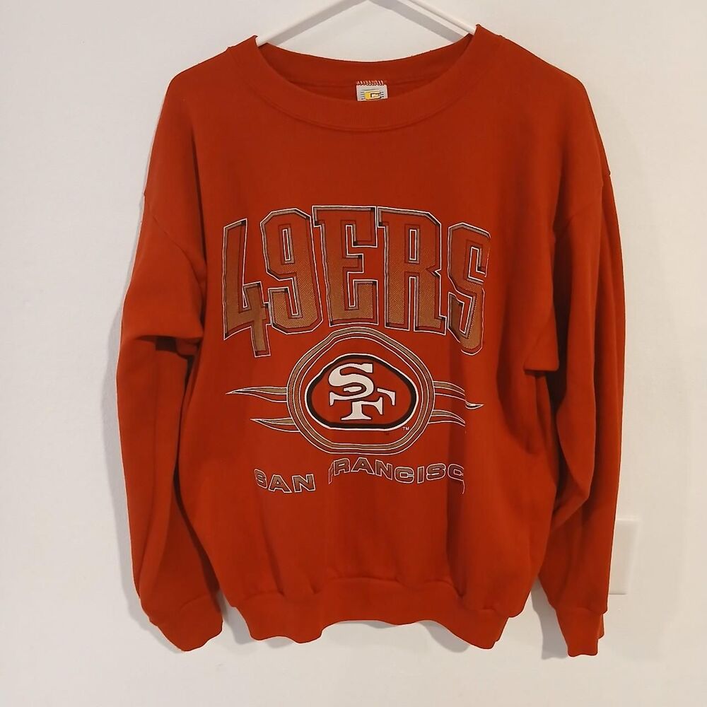 VTG San Francisco 49ers Men's Red and Gold Sweatshirt NFL Size XL